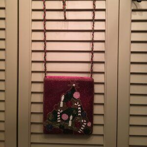 Vintage C. Marie Holiday Beaded Crossbody Bag.